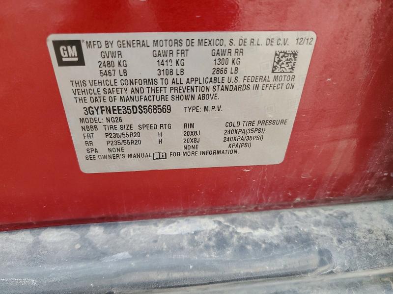 Aukcja sprzedaży 2013 Cadillac Srx, vin: 3GYFNEE35DS568569, numer aukcji: 49462326