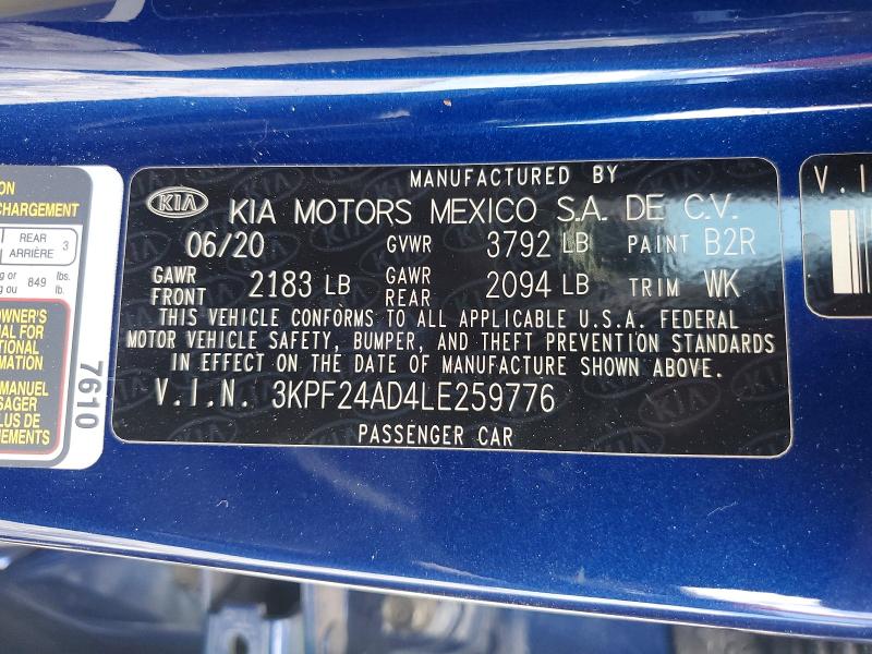 Продаж на аукціоні авто 2020 Kia Forte, vin: 3KPF24AD4LE259776, номер лоту: 49815546