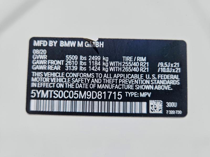 2021 Bmw X3 მანქანა იყიდება აუქციონზე, vin: 5YMTS0C05M9D81715, აუქციონის ნომერი: 51302436