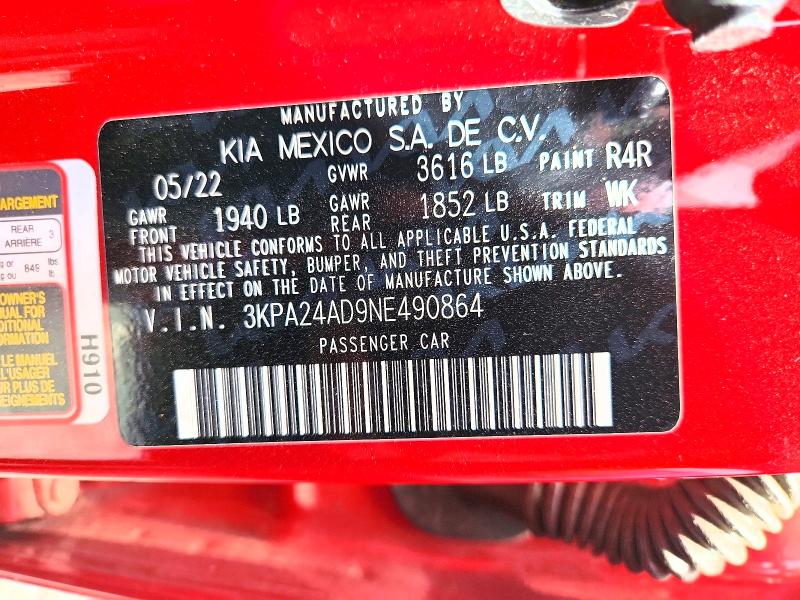 Aukcja sprzedaży 2022 Kia Rio, vin: 3KPA24AD9NE490864, numer aukcji: 49256486