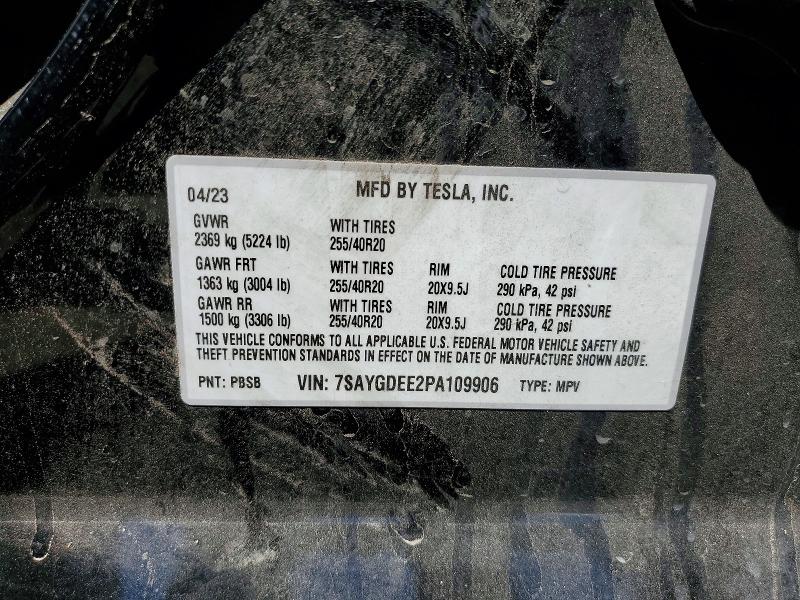 Продажа на аукционе авто 2023 Tesla Model Y, vin: 7SAYGDEE2PA109906, номер лота: 51026816