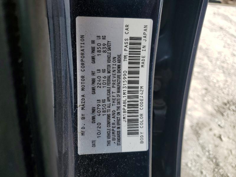 Aukcja sprzedaży 2021 Mazda 3, vin: JM1BPABL1M1315990, numer aukcji: 48397746