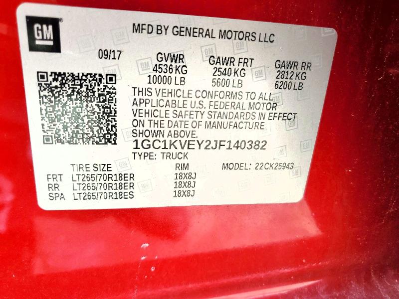 2018 Chevrolet Silverado მანქანა იყიდება აუქციონზე, vin: 1GC1KVEY2JF140382, აუქციონის ნომერი: 48736416