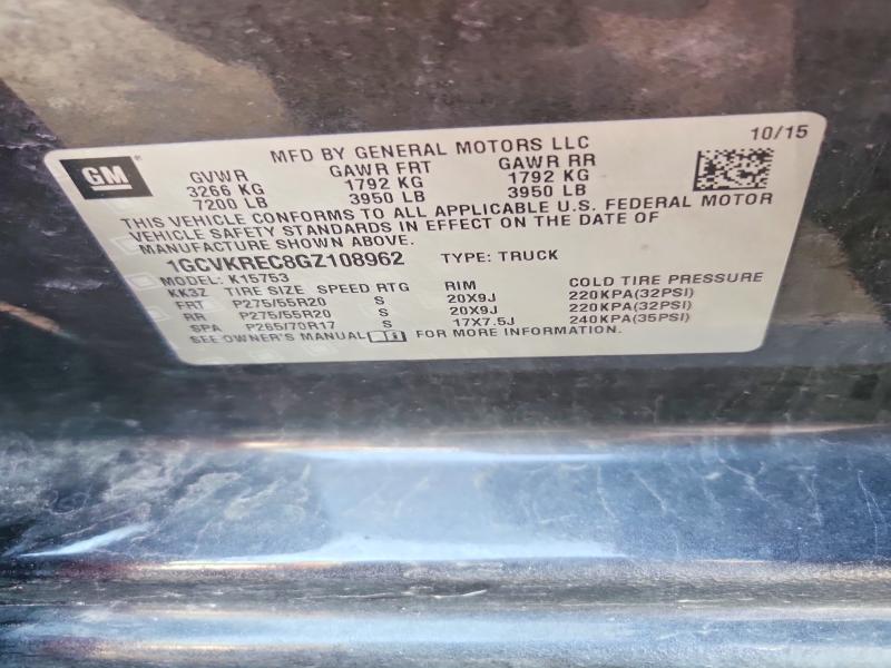 51007806 :رقم المزاد ، 1GCVKREC8GZ108962 vin ، 2016 Chevrolet Silverado مزاد بيع