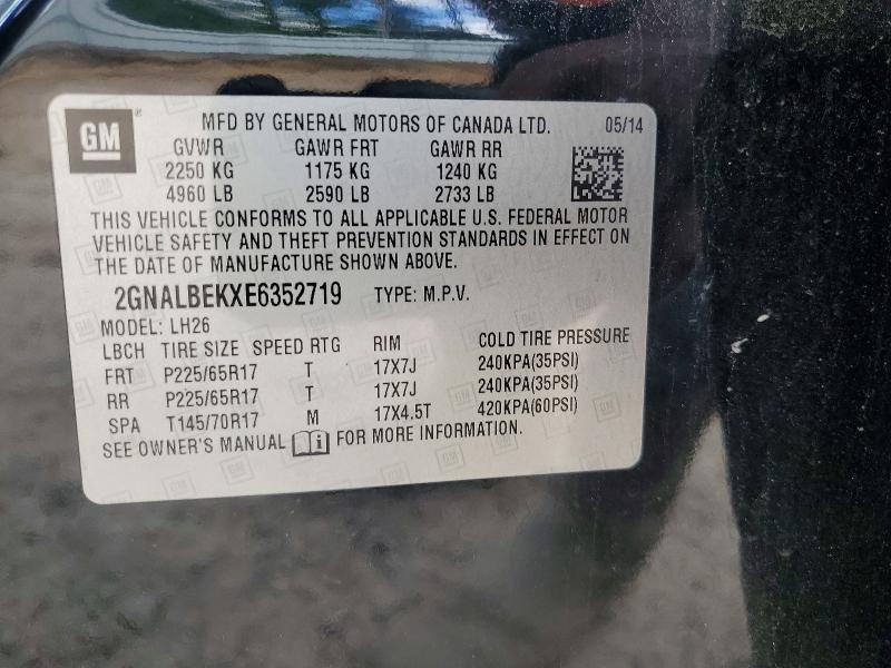 2014 Chevrolet Equinox მანქანა იყიდება აუქციონზე, vin: 2GNALBEKXE6352719, აუქციონის ნომერი: 76777285