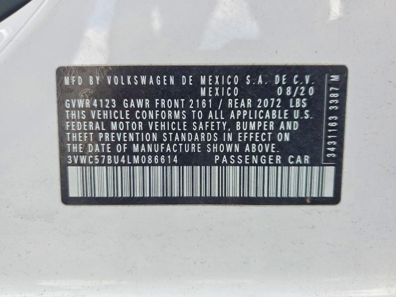 Продажа на аукционе авто 2020 Volkswagen Jetta, vin: 3VWC57BU4LM086614, номер лота: 52036696