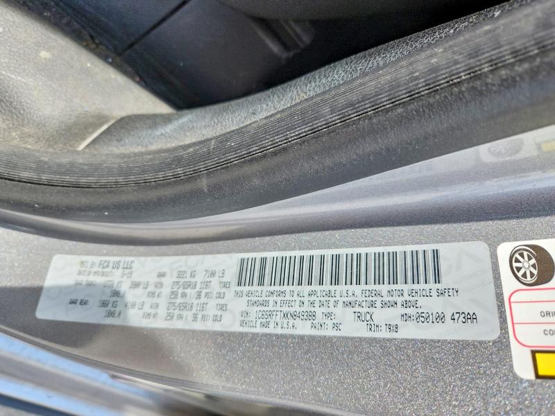 Продаж на аукціоні авто 2019 Ram 1500, vin: 1C6SRFFTXKN849388, номер лоту: 49786026