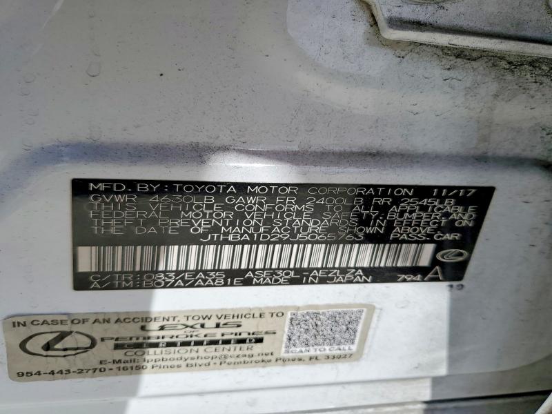 49391196 :رقم المزاد ، JTHBA1D29J5065763 vin ، 2018 Lexus Is مزاد بيع