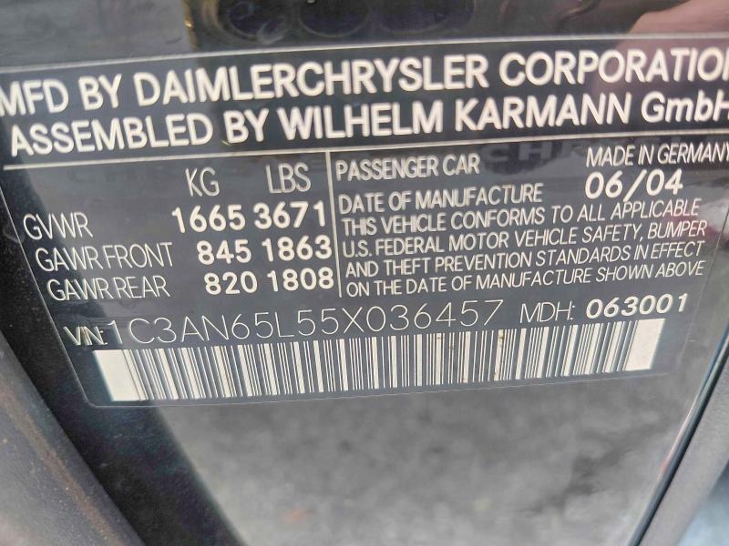 48631736 :رقم المزاد ، 1C3AN65L55X036457 vin ، 2005 Chrysler Crossfire مزاد بيع