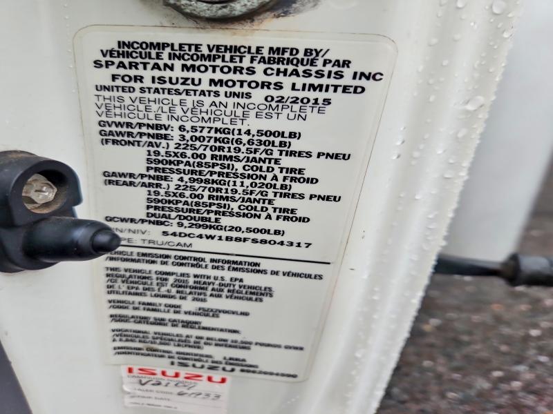 2015 Isuzu Npr Hd მანქანა იყიდება აუქციონზე, vin: 54DC4W1B8FS804317, აუქციონის ნომერი: 47624896