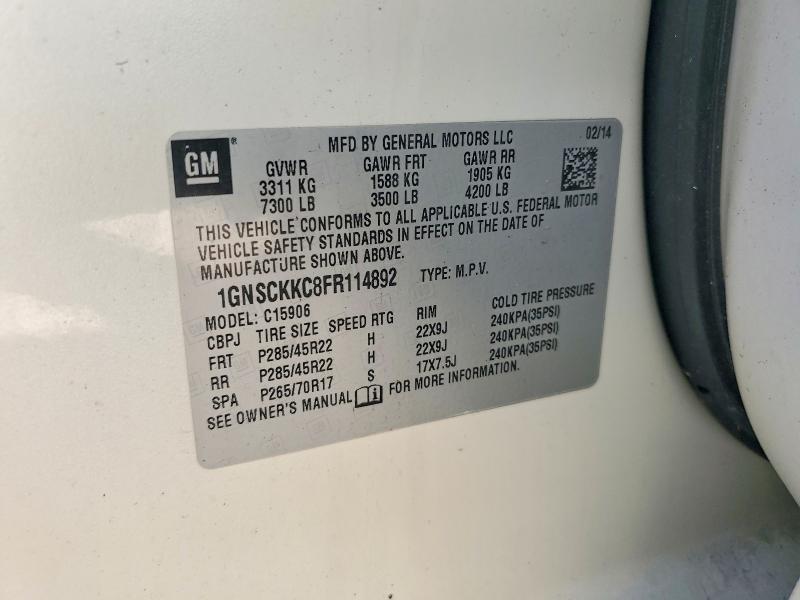 49553506 :رقم المزاد ، 1GNSCKKC8FR114892 vin ، 2015 Chevrolet Suburban مزاد بيع