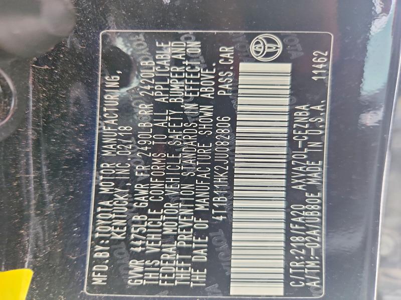 51317316 :رقم المزاد ، 4T1B11HK2JU082806 vin ، 2018 Toyota Camry مزاد بيع