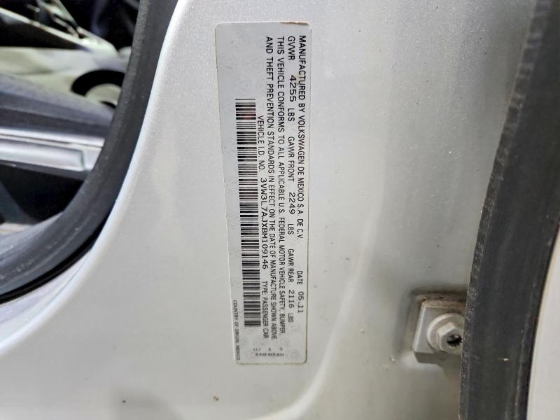 2011 Volkswagen Jetta მანქანა იყიდება აუქციონზე, vin: 3VW3L7AJXBM109146, აუქციონის ნომერი: 51182246