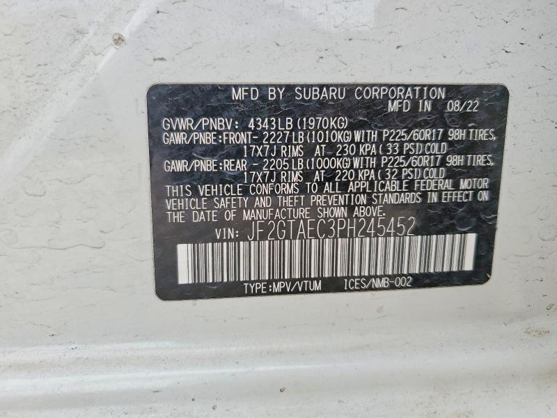 Продаж на аукціоні авто 2023 Subaru Crosstrek, vin: JF2GTAEC3PH245452, номер лоту: 52154486