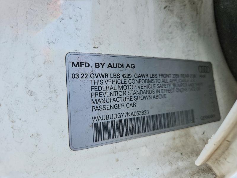 Aukcja sprzedaży 2022 Audi A3, vin: WAUBUDGY7NA063823, numer aukcji: 50144236