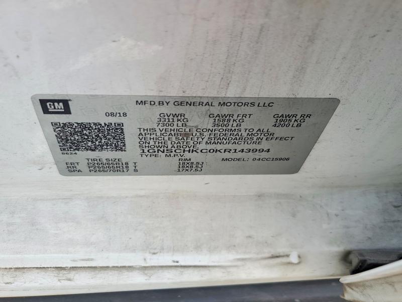 Aukcja sprzedaży 2019 Chevrolet Suburban, vin: 1GNSCHKC0KR143994, numer aukcji: 48347336