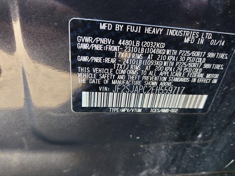 48928836 :رقم المزاد ، JF2SJAPC2EH559717 vin ، 2014 Subaru Forester مزاد بيع