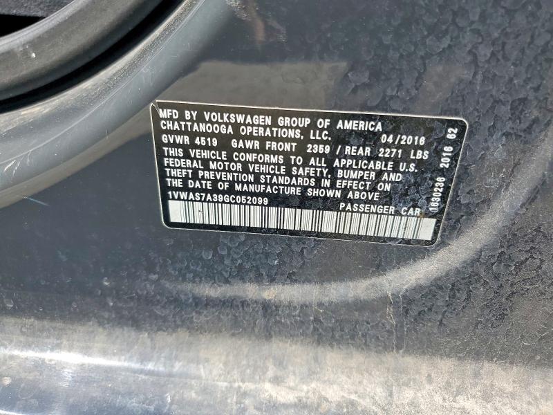 Продажа на аукционе авто 2016 Volkswagen Passat, vin: 1VWAS7A39GC052099, номер лота: 49572496