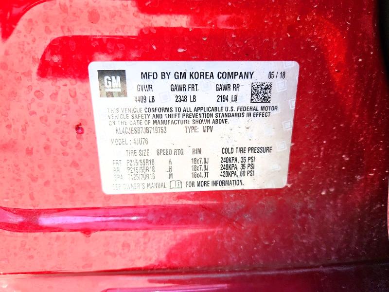 Продаж на аукціоні авто 2018 Buick Encore, vin: KL4CJESB7JB719753, номер лоту: 50156826