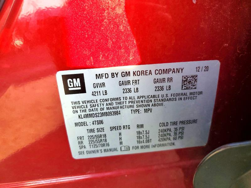 51138516 :رقم المزاد ، KL4MMDS23MB093984 vin ، 2021 Buick Encore Gx مزاد بيع