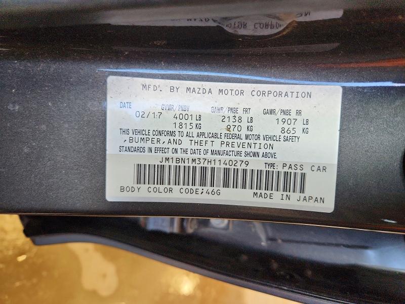 50465136 :رقم المزاد ، JM1BN1M37H1140279 vin ، 2017 Mazda 3 مزاد بيع
