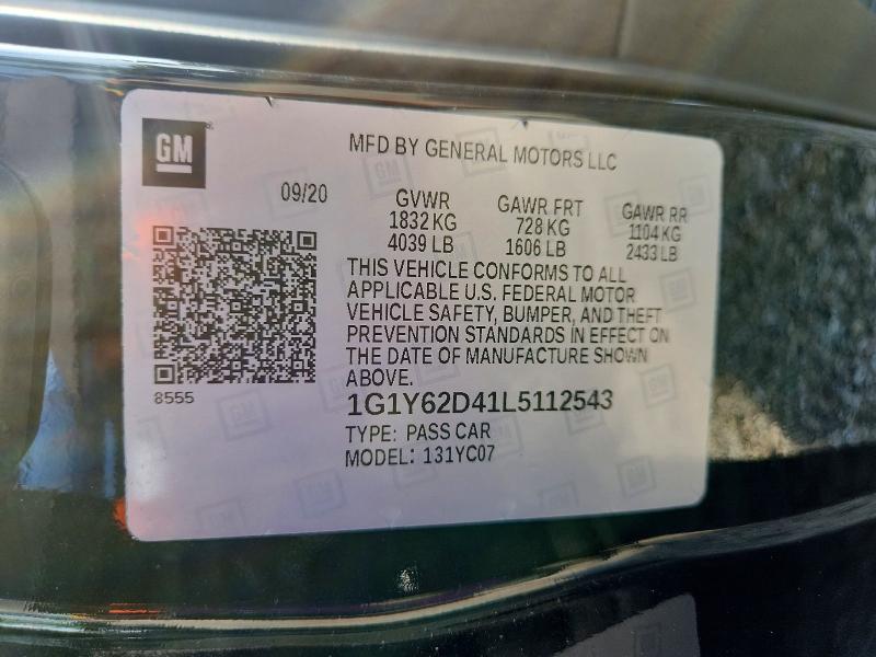 Продажа на аукционе авто 2020 Chevrolet Corvette, vin: 1G1Y62D41L5112543, номер лота: 49771746