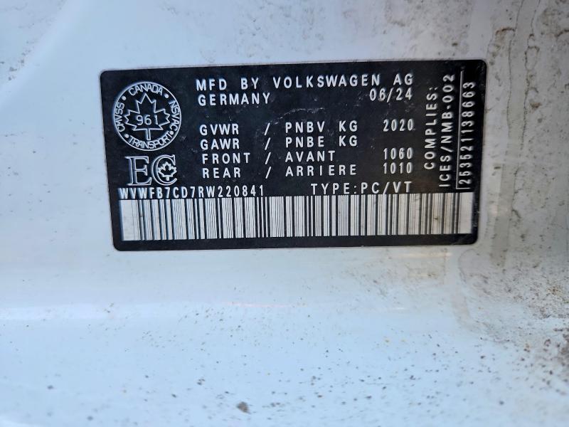47399026 :رقم المزاد ، WVWFB7CD7RW220841 vin ، 2024 Volkswagen Golf R مزاد بيع