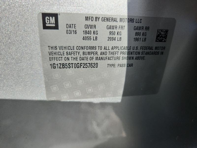 Продажа на аукционе авто 2016 Chevrolet Malibu, vin: 1G1ZB5ST0GF257620, номер лота: 49819836