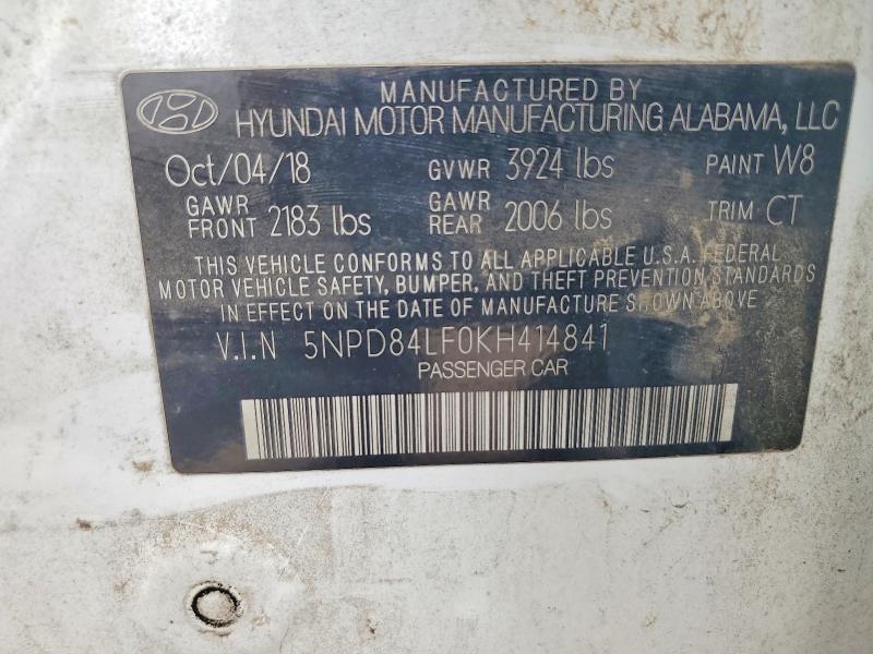 Продаж на аукціоні авто 2019 Hyundai Elantra, vin: 5NPD84LF0KH414841, номер лоту: 50629616
