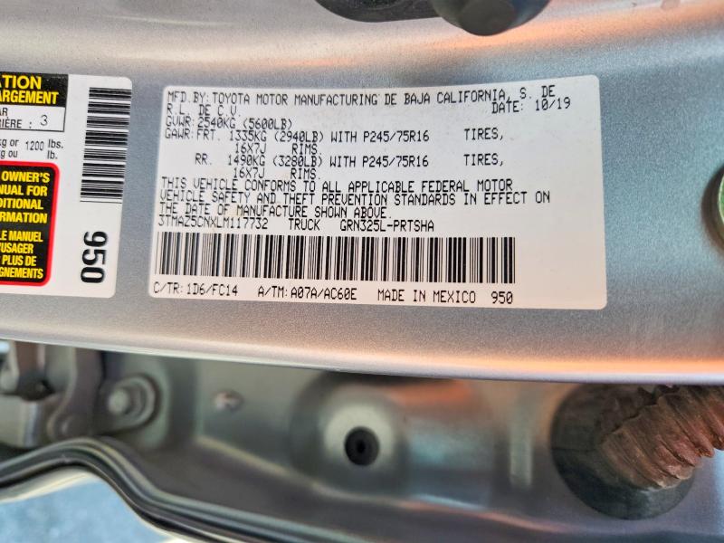 2020 Toyota Tacoma მანქანა იყიდება აუქციონზე, vin: 3TMAZ5CNXLM117732, აუქციონის ნომერი: 49836396