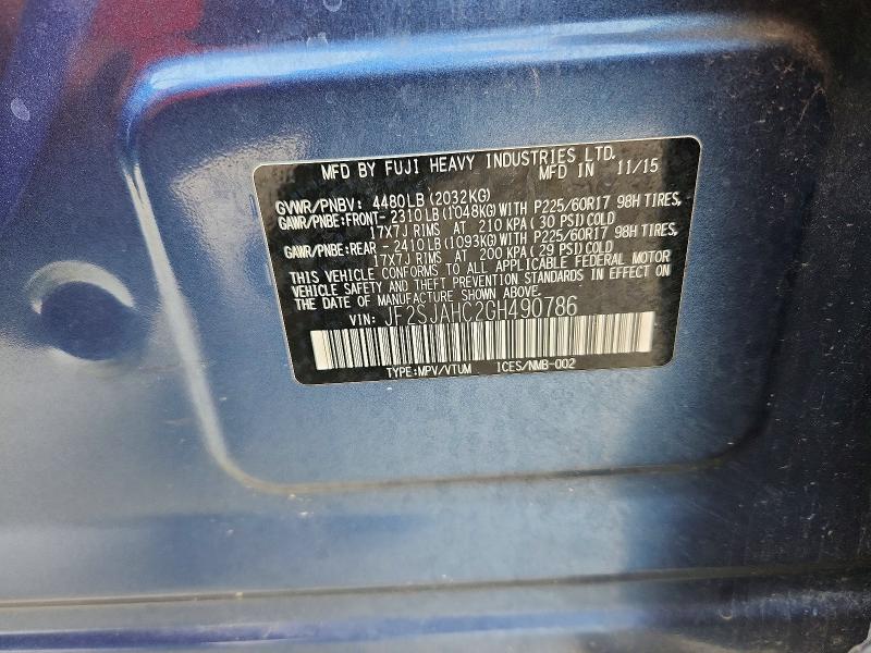 Продажа на аукционе авто 2016 Subaru Forester, vin: JF2SJAHC2GH490786, номер лота: 51325906