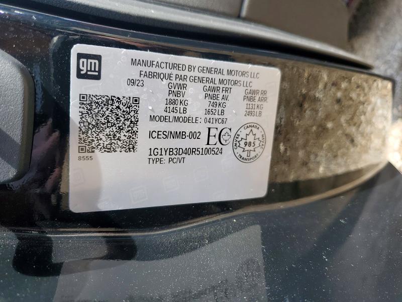 47549656 :رقم المزاد ، 1G1YB3D40R5100524 vin ، 2024 Chevrolet Corvette مزاد بيع