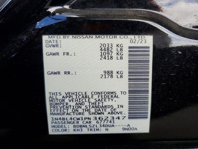 51173926 :رقم المزاد ، 1N4BL4CW1PN362347 vin ، 2023 Nissan Altima مزاد بيع