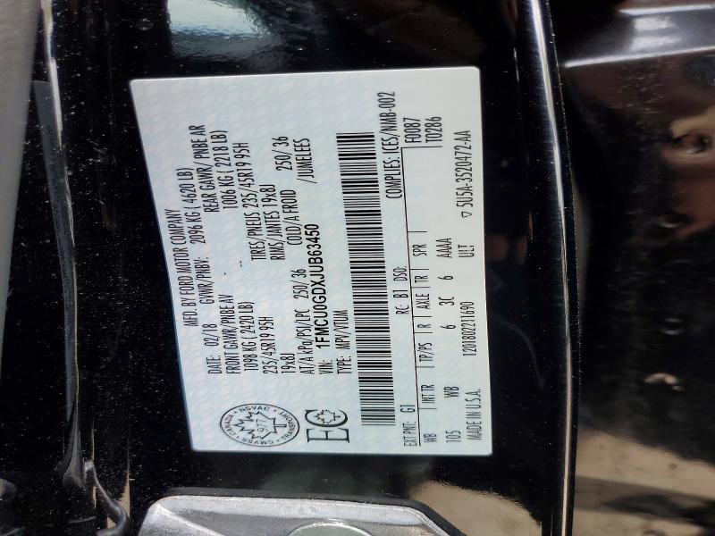 51501736 :رقم المزاد ، 1FMCU0GDXJUB63450 vin ، 2018 Ford Escape مزاد بيع