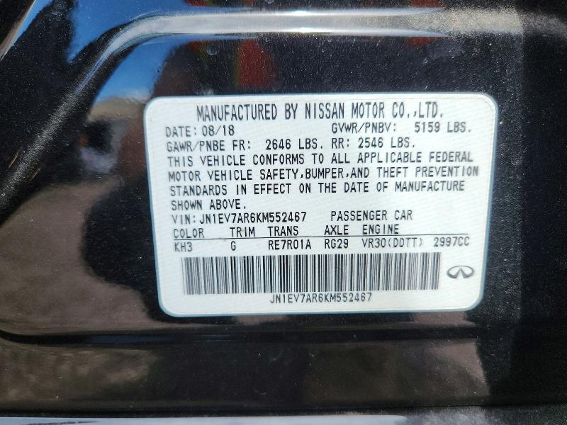 Aukcja sprzedaży 2019 Infiniti Q50, vin: JN1EV7AR6KM552467, numer aukcji: 48444816