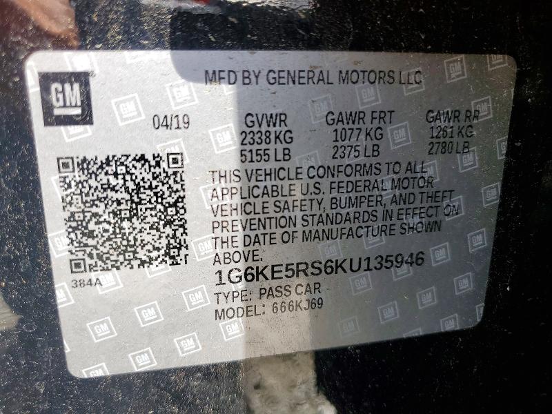 51161026 :رقم المزاد ، 1G6KE5RS6KU135946 vin ، 2019 Cadillac Ct6 مزاد بيع