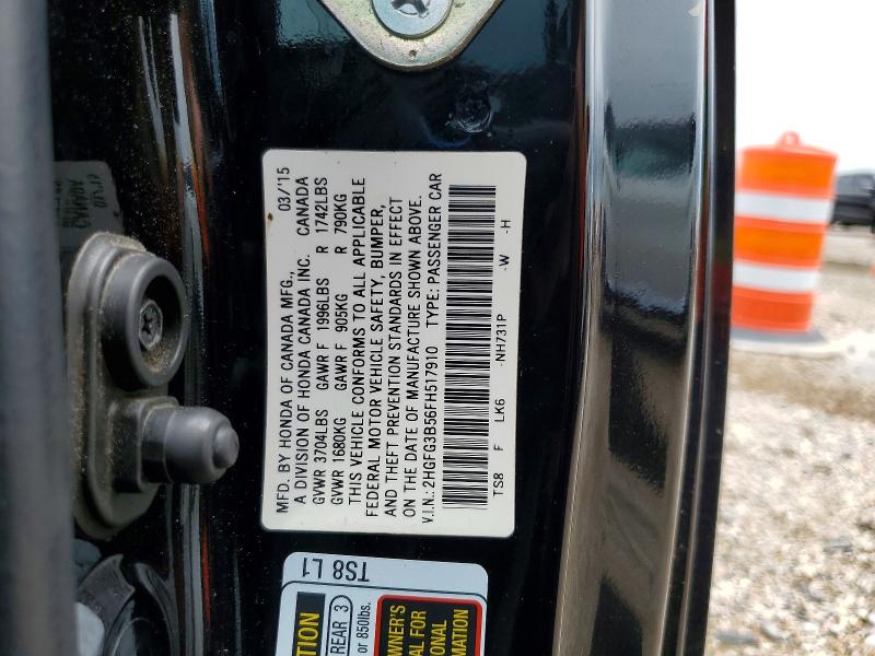 51310876 :رقم المزاد ، 2HGFG3B56FH517910 vin ، 2015 Honda Civic مزاد بيع