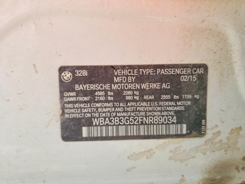 51209856 :رقم المزاد ، WBA3B3G52FNR89034 vin ، 2015 Bmw 328 مزاد بيع