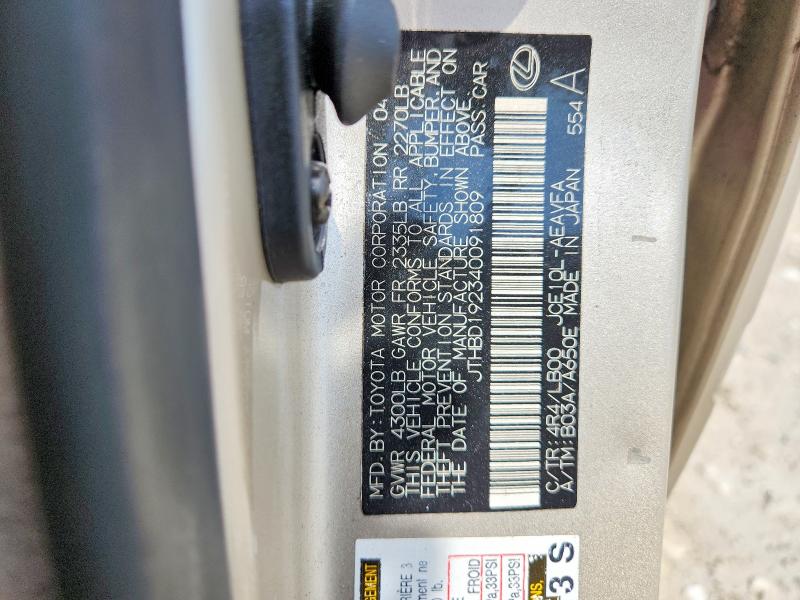 Aukcja sprzedaży 2004 Lexus Is 300, vin: JTHBD192340091809, numer aukcji: 48719966