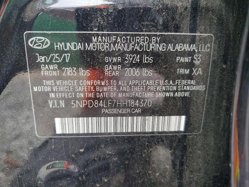 Продажа на аукционе авто 2017 Hyundai Elantra, vin: 5NPD84LF7HH184370, номер лота: 50919296