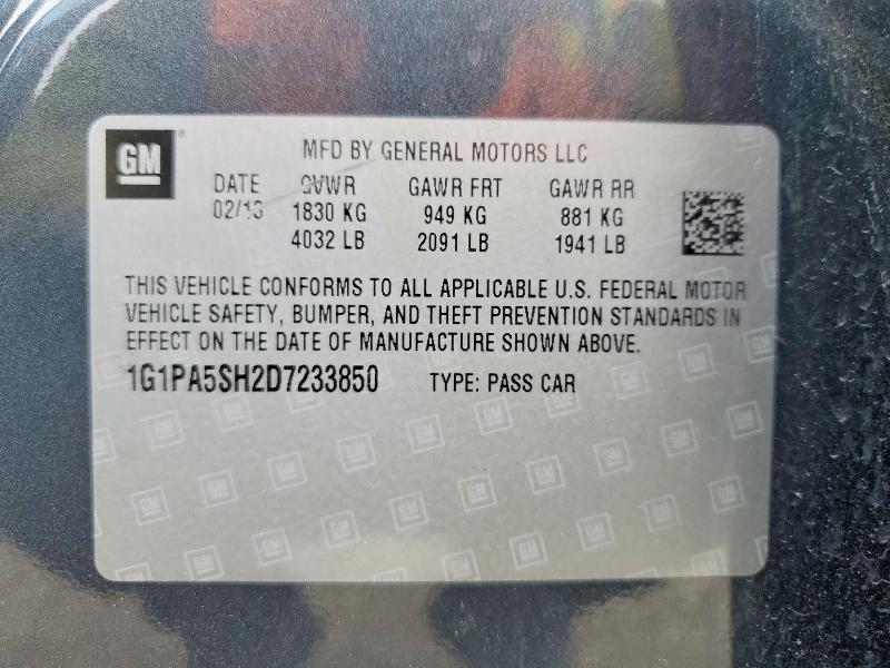 Aukcja sprzedaży 2013 Chevrolet Cruze, vin: 1G1PA5SH2D7233850, numer aukcji: 51098366