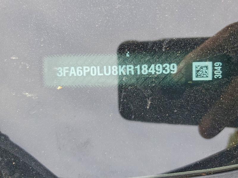 49220326 :رقم المزاد ، 3FA6P0LU8KR184939 vin ، 2019 Ford Fusion مزاد بيع