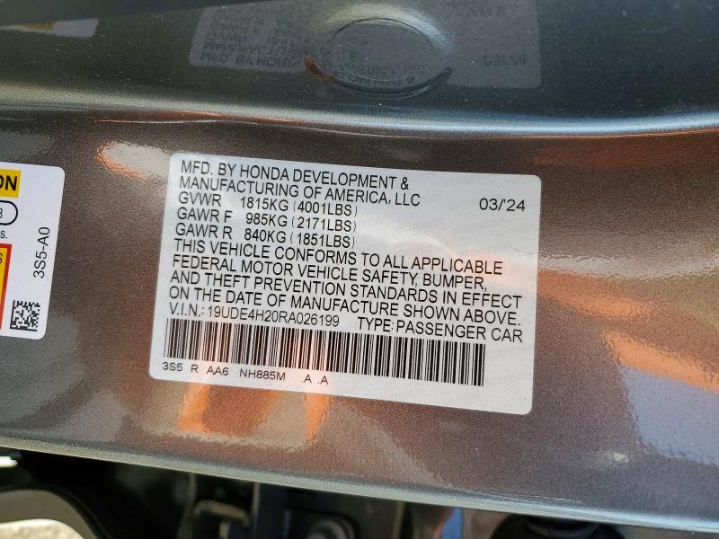 2024 Acura Integra მანქანა იყიდება აუქციონზე, vin: 19UDE4H20RA026199, აუქციონის ნომერი: 48772116
