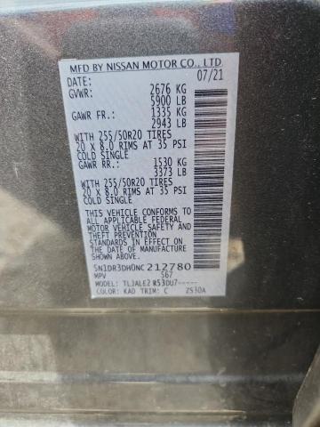 2022 Nissan Pathfinder მანქანა იყიდება აუქციონზე, vin: 5N1DR3DH0NC212780, აუქციონის ნომერი: 51369836