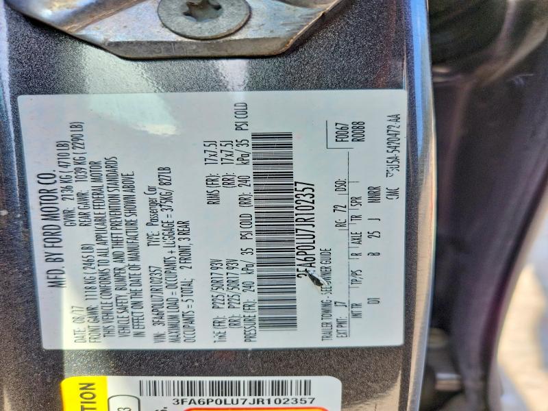 Aukcja sprzedaży 2018 Ford Fusion, vin: 3FA6P0LU7JR102357, numer aukcji: 48332436
