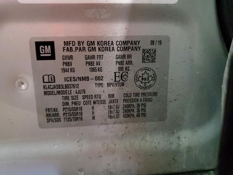 Продажа на аукционе авто 2020 Buick Encore, vin: KL4CJASB3LB037612, номер лота: 48497416