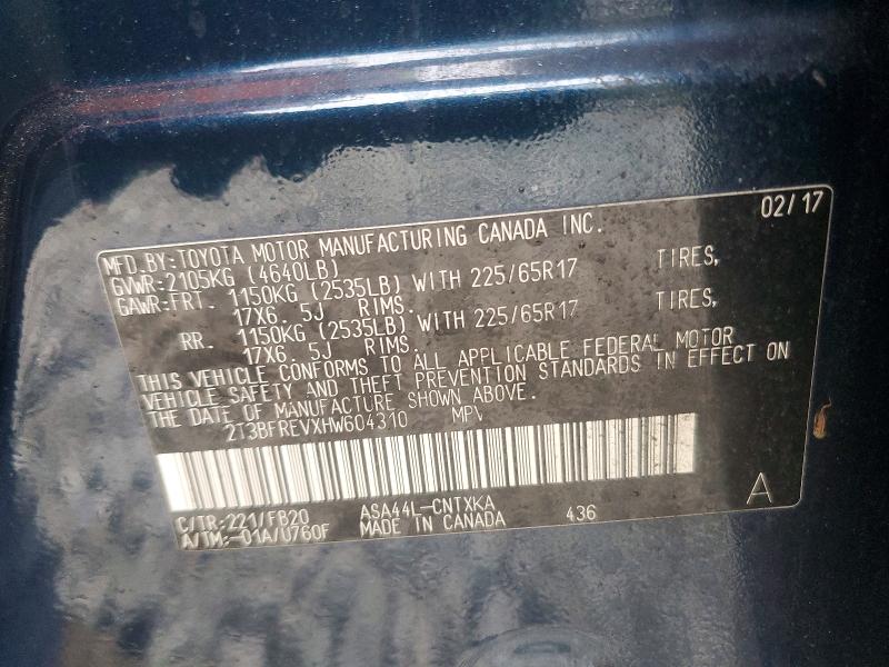 51279536 :رقم المزاد ، 2T3BFREVXHW604310 vin ، 2017 Toyota Rav4 مزاد بيع