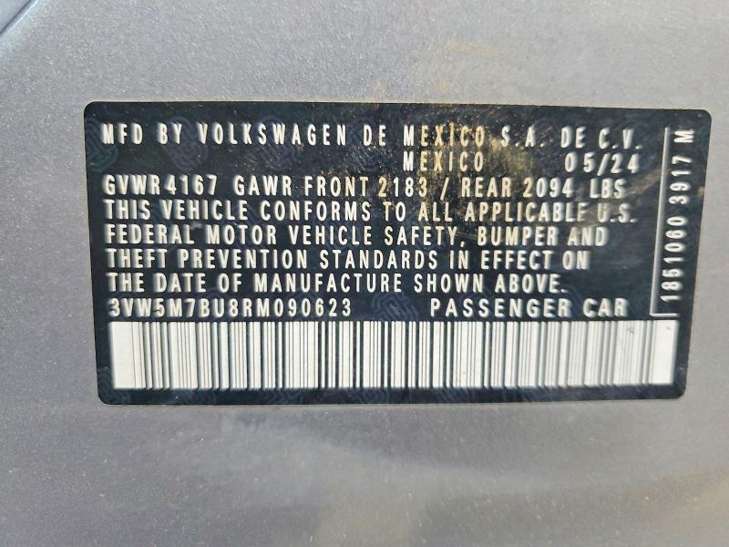 Aukcja sprzedaży 2024 Volkswagen Jetta, vin: 3VW5M7BU8RM090623, numer aukcji: 50981646