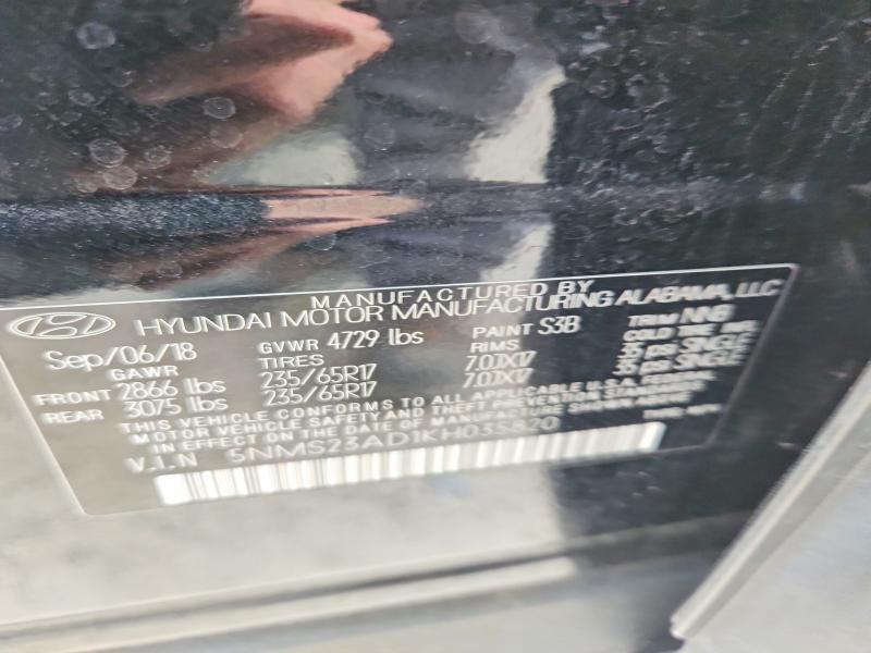 51844426 :رقم المزاد ، 5NMS23AD1KH035820 vin ، 2019 Hyundai Santa Fe مزاد بيع