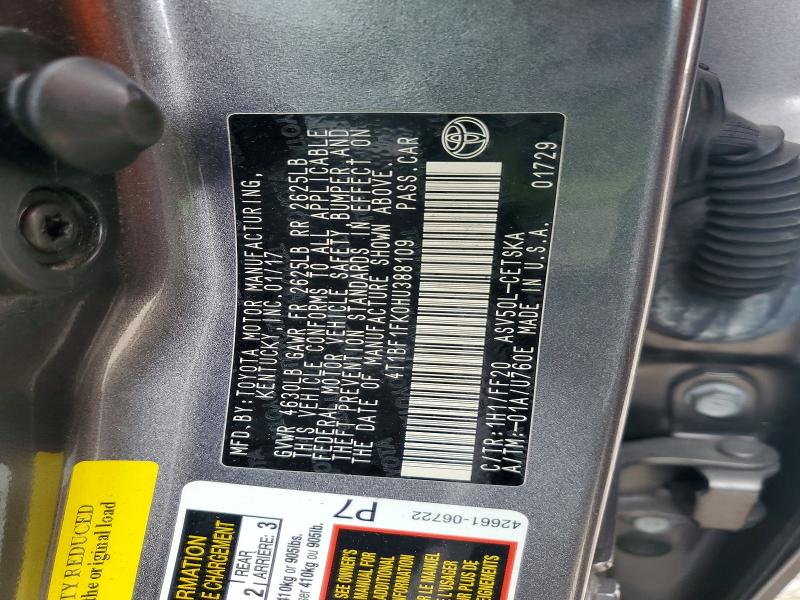 Aukcja sprzedaży 2017 Toyota Camry, vin: 4T1BF1FK0HU388109, numer aukcji: 50108916